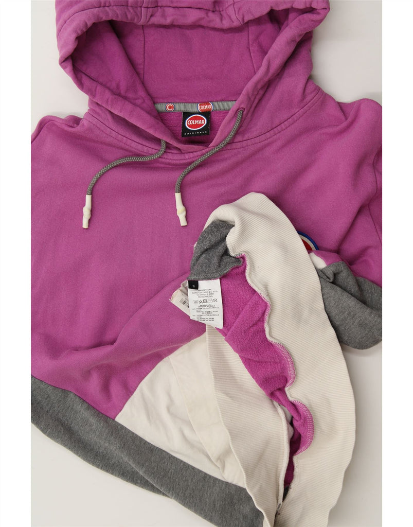 COLMAR Womens Oversized Hoodie Jumper UK 10 Small Pink Colourblock Cotton Vintage Colmar and Second-Hand Colmar from Messina Hembry 