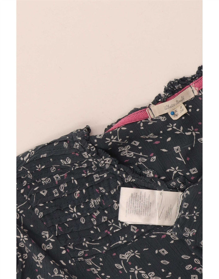 White Stuff Womens Long Sleeve Shift Dress UK 8 Small Navy Blue Floral