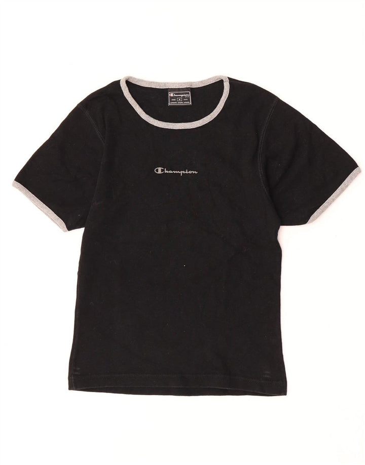 Champion Womens T-Shirt Top UK 12 Medium Black Cotton