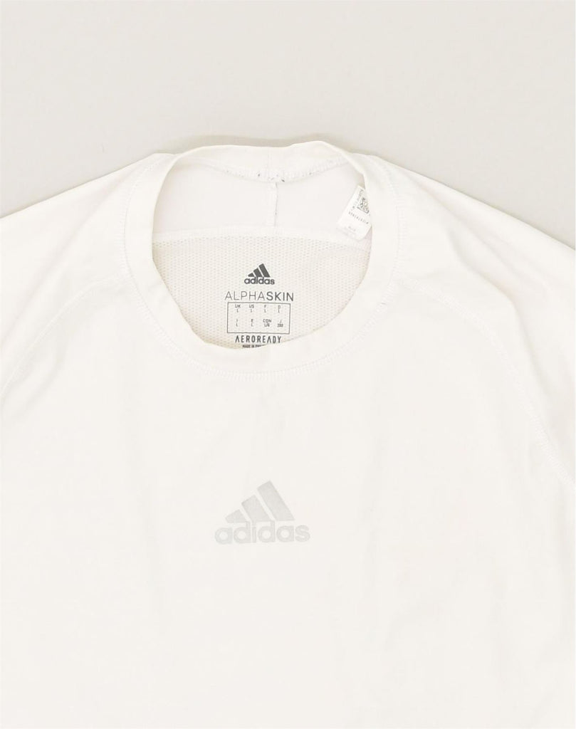 ADIDAS Womens T-Shirt Top UK 12 Large White Polyester | Vintage Adidas | Thrift | Second-Hand Adidas | Used Clothing | Messina Hembry 