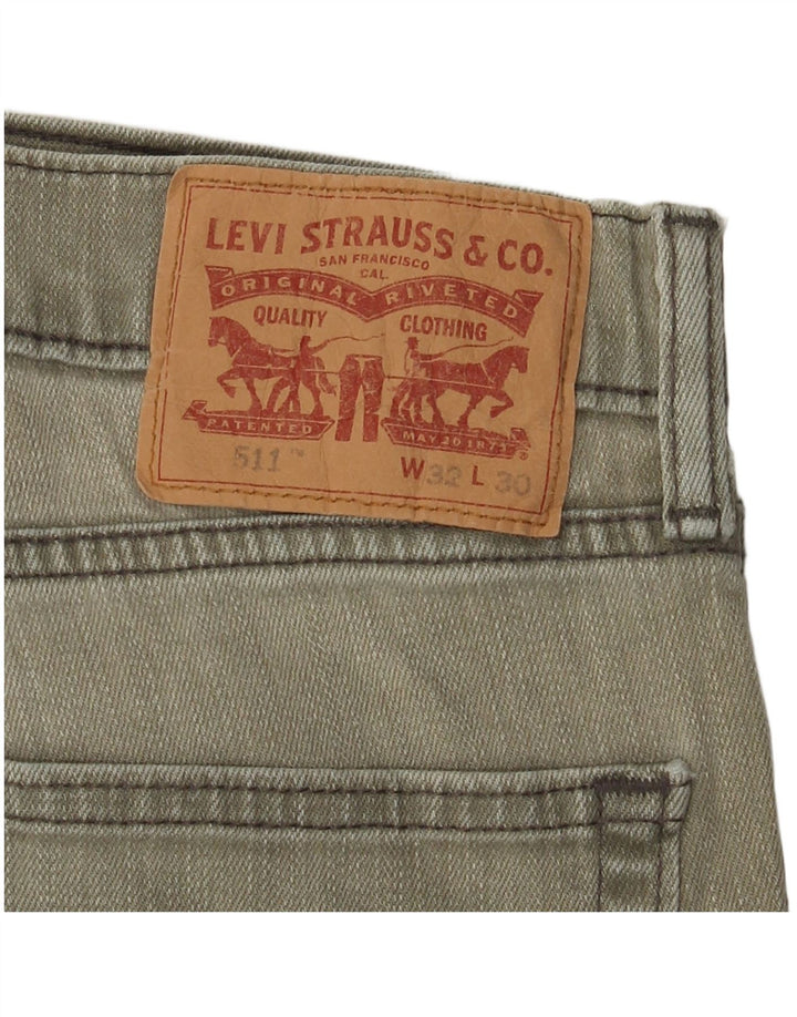 LEVI'S Mens 511 Slim Jeans W32 L30 Khaki Cotton