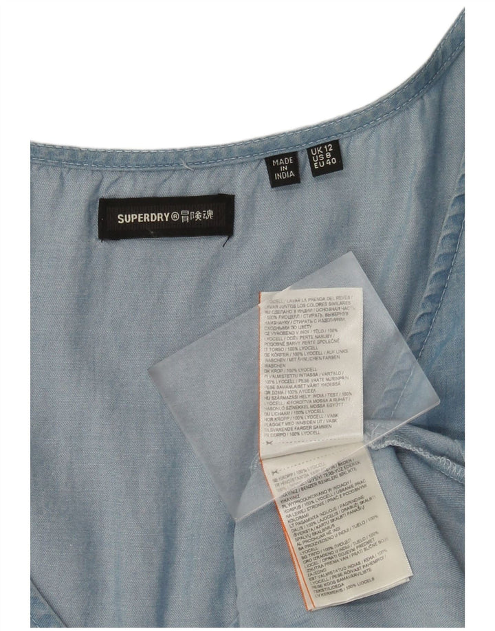 Superdry Womens A-Line Dress UK 12 Medium Blue Lyocell