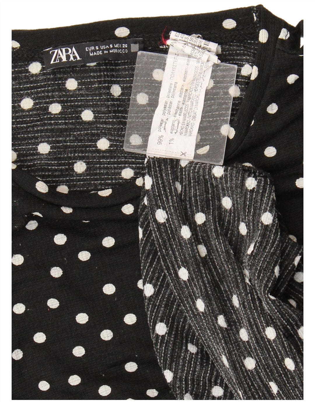 ZARA Womens Tiered Dress UK 10 Small Black Polka Dot Polyester