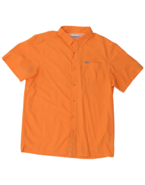 COLUMBIA Mens Short Sleeve Shirt Medium Orange Polyester