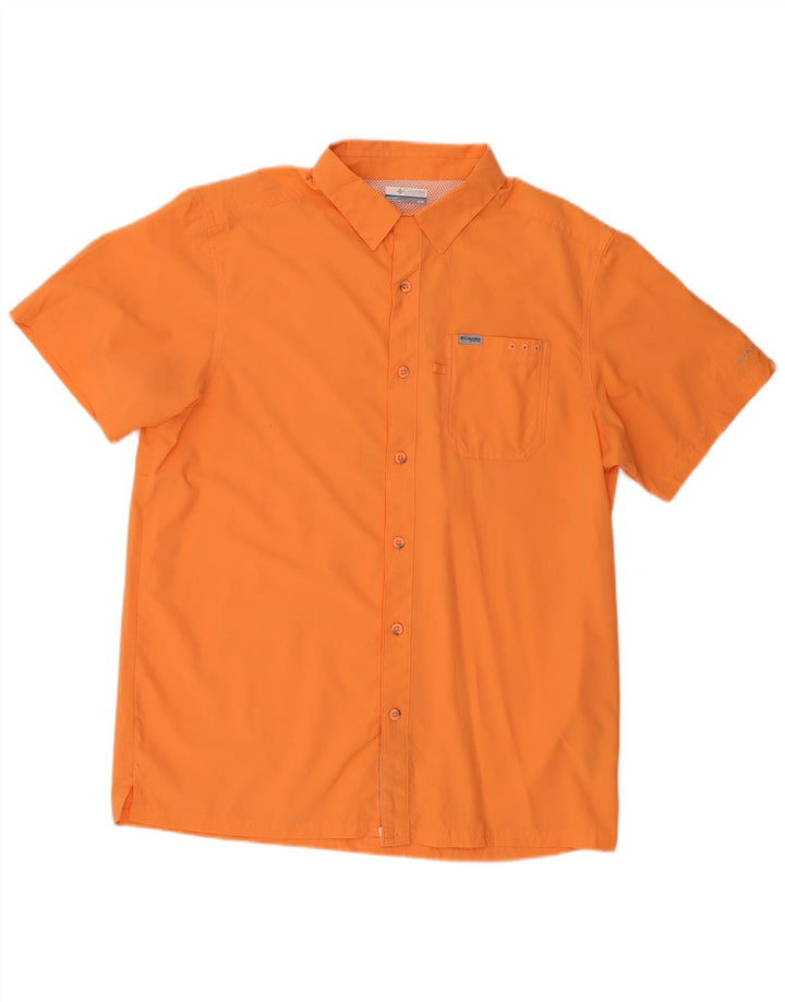 COLUMBIA Mens Short Sleeve Shirt Medium Orange Polyester