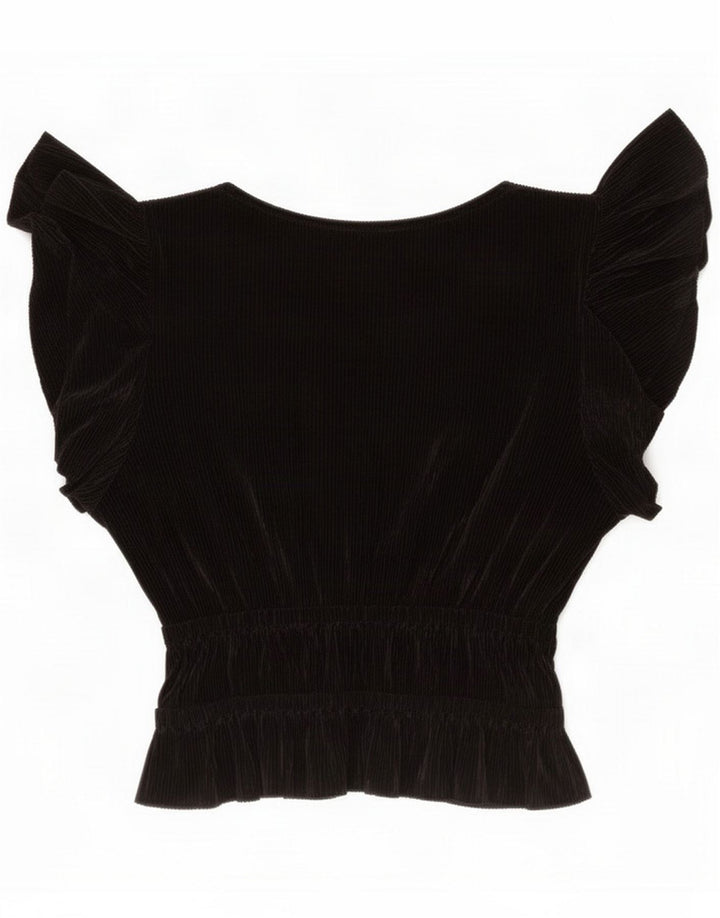 Zara Womens Crop Batwing Top UK 10 Small Black