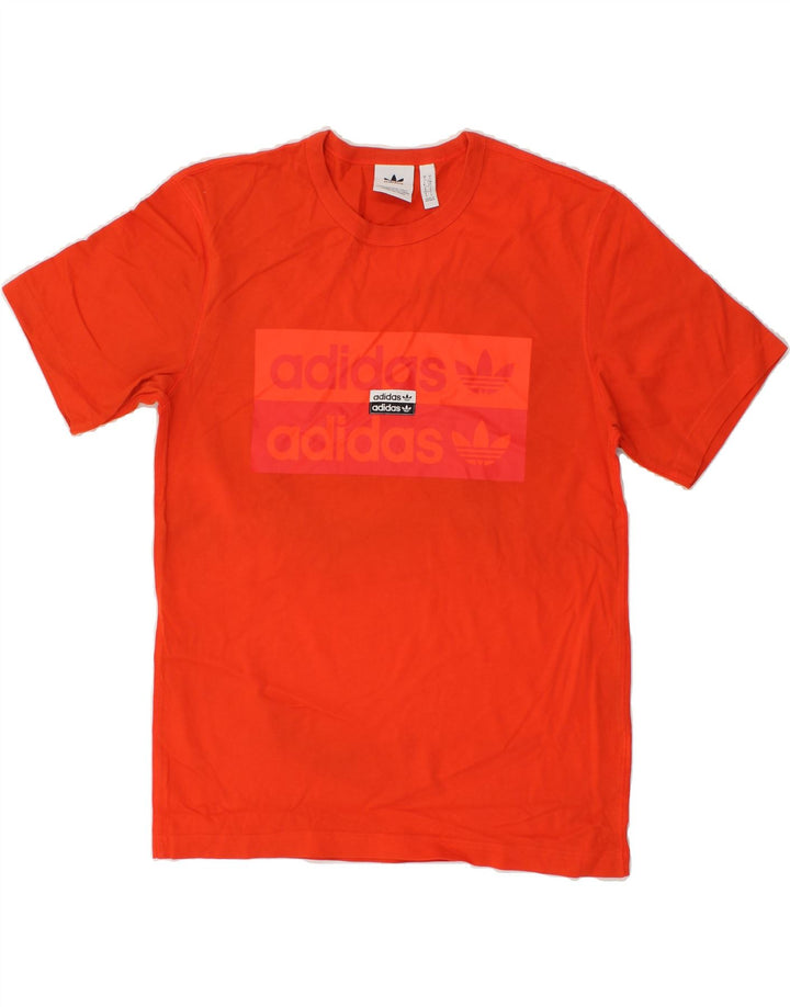 ADIDAS Mens Graphic T-Shirt Top Small Orange Cotton Vintage Adidas and Second-Hand Adidas from Messina Hembry 