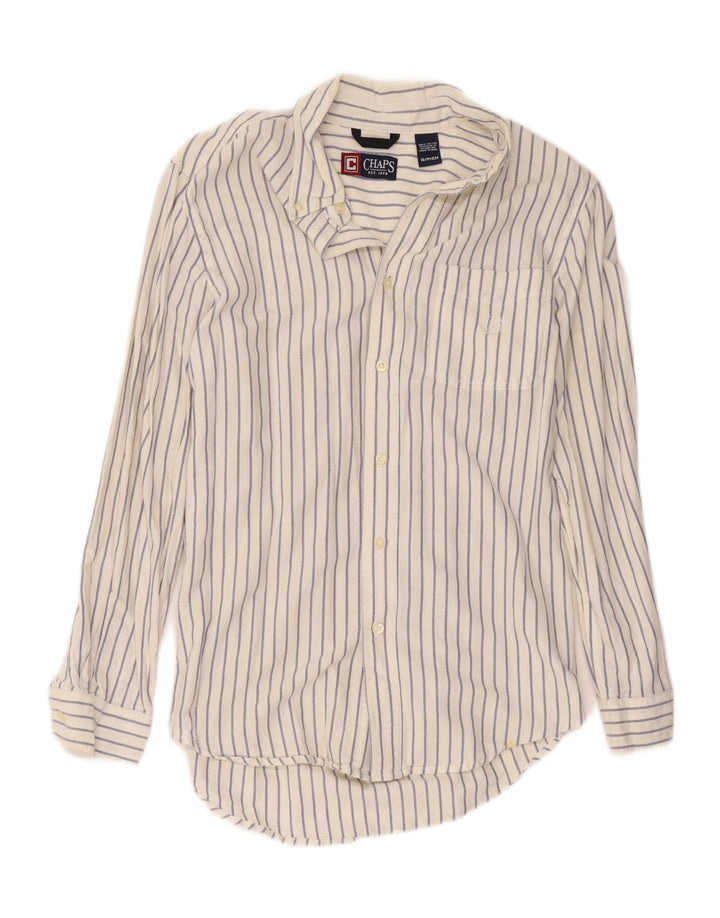 Chaps Mens Shirt Small White Striped Cotton