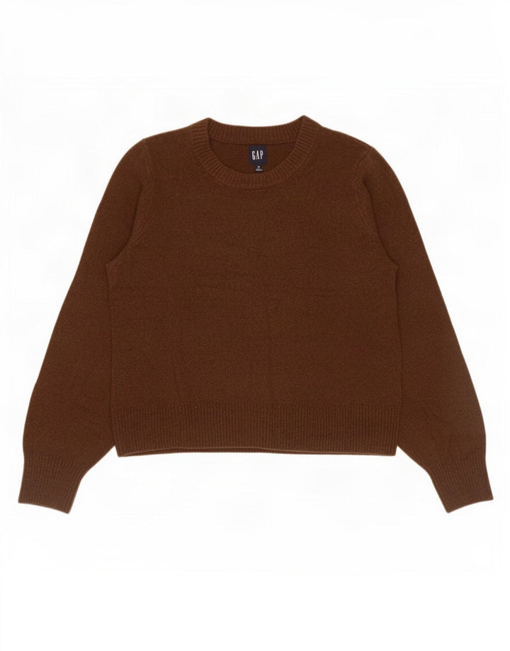 Gap Womens Crew Neck Jumper Sweater UK 14 Medium Brown Cotton
