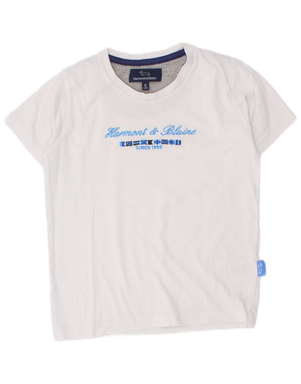 Harmont & Blaine Boys Graphic T-Shirt Top 5-6 Years White Cotton