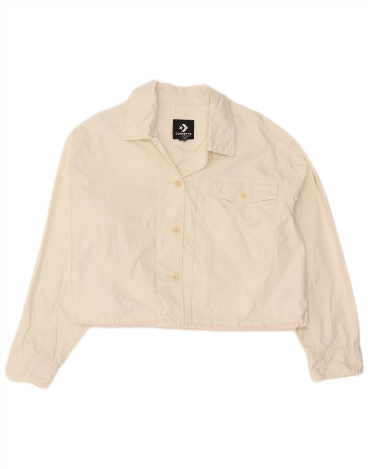 Converse Womens Bomber Jacket UK 14 Medium Off White Cotton