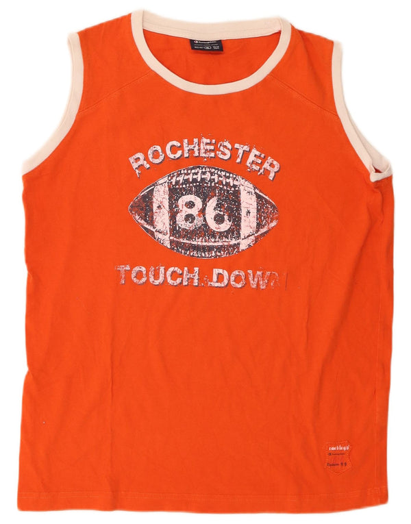 Champion Boys Graphic Vest Top 13-14 Years XL Orange Colourblock Cotton