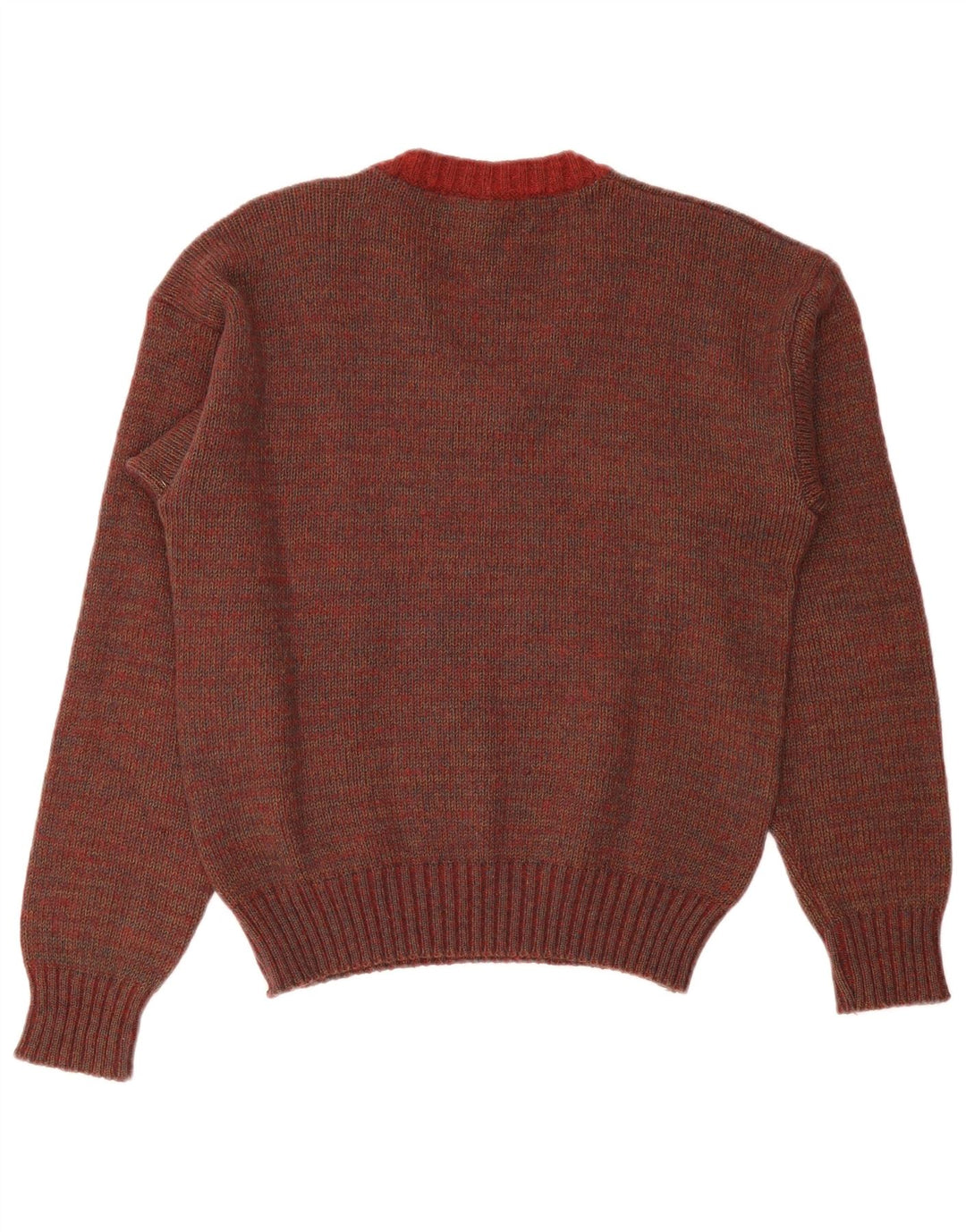 Vintage Mens V-Neck Jumper Sweater IT 52 Large Brown Colourblock