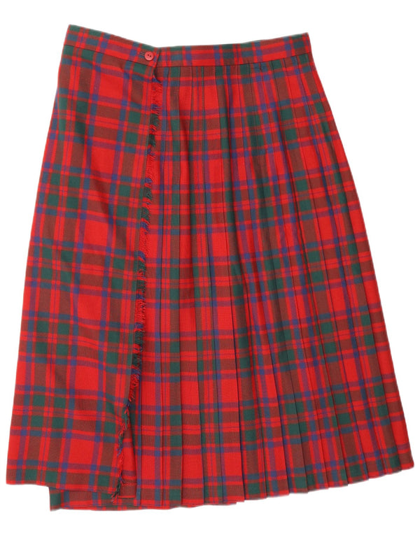 Highland Home Industries Womens High Waist Pleated Skirt UK 18 XL W36 Red