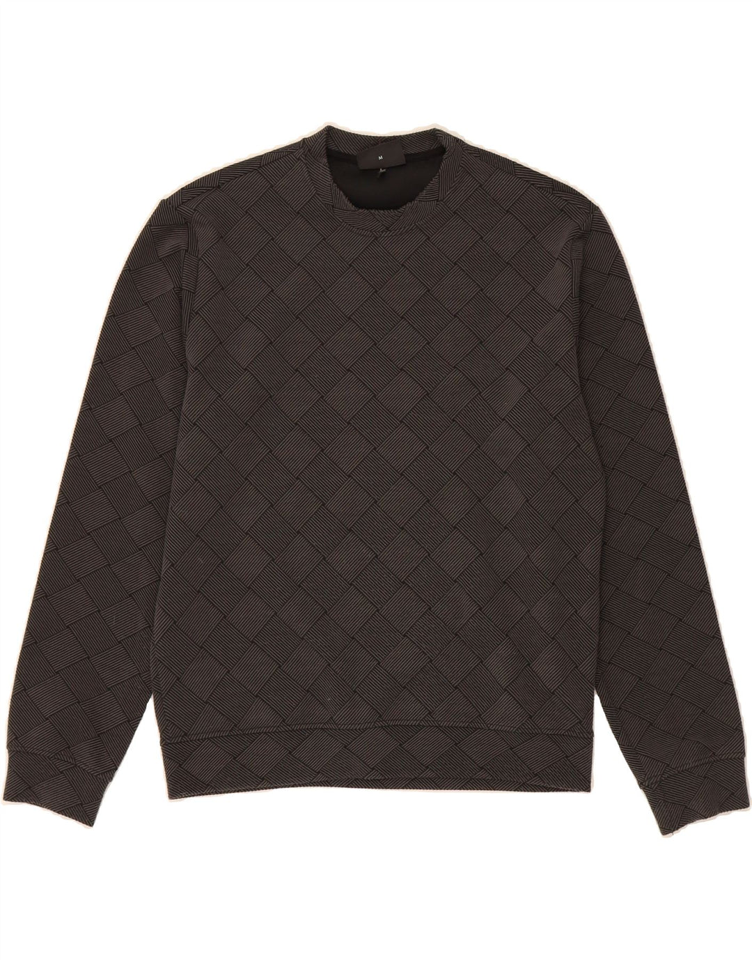 EMPORIO ARMANI Womens Sweatshirt Jumper UK 12 Medium Grey Geometric Vintage Emporio Armani and Second-Hand Emporio Armani from Messina Hembry 