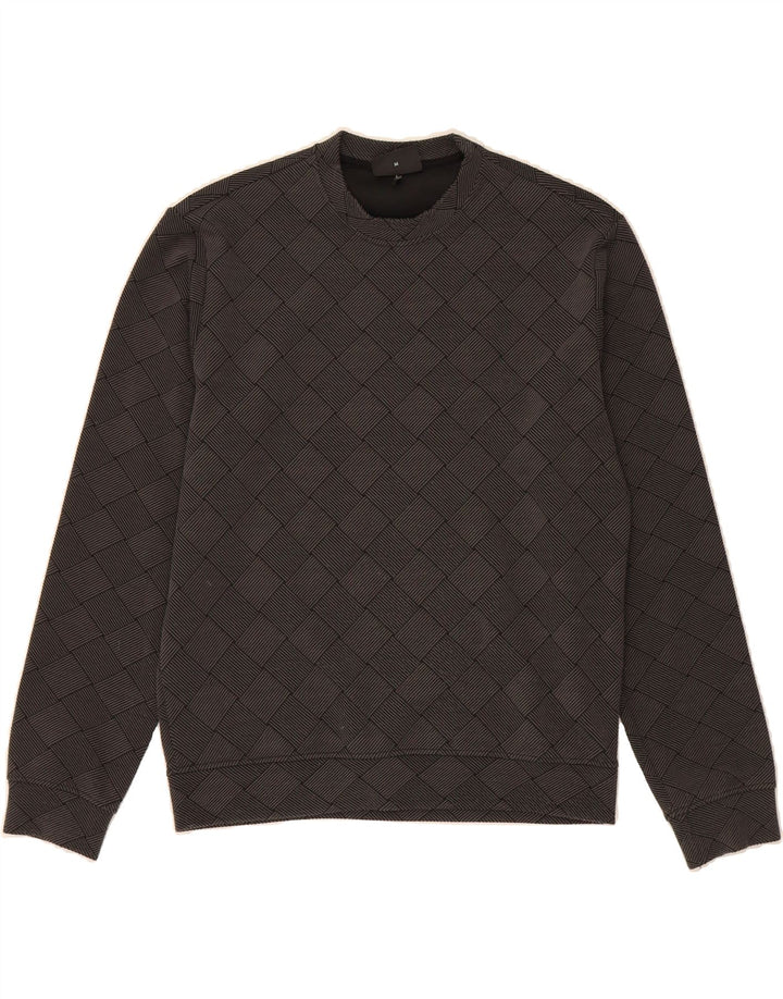 EMPORIO ARMANI Womens Sweatshirt Jumper UK 12 Medium Grey Geometric Vintage Emporio Armani and Second-Hand Emporio Armani from Messina Hembry 