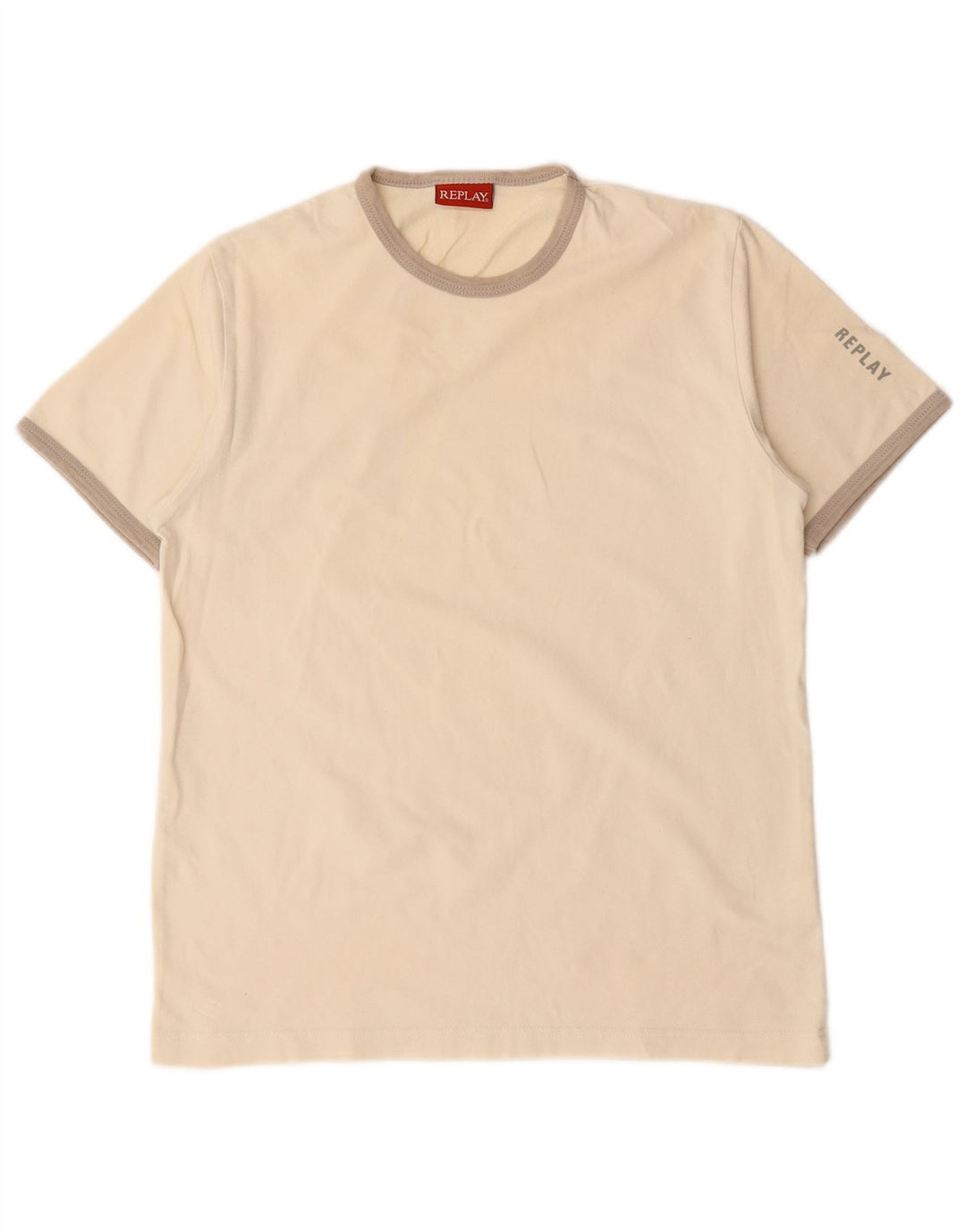 Replay Womens T-Shirt Top UK 12 Medium Off White