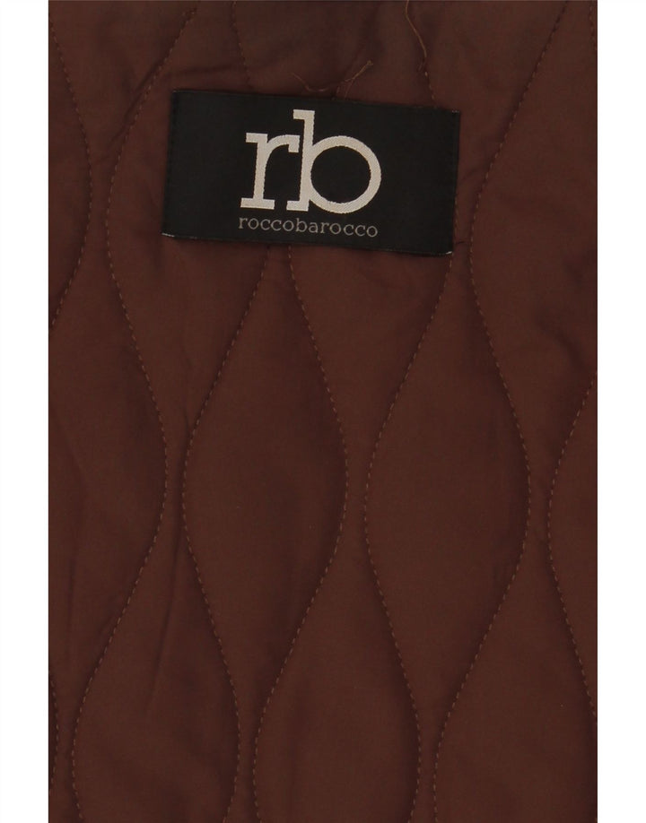 Roccobarocco Womens Crop Quilted Jacket UK 14 Medium Brown