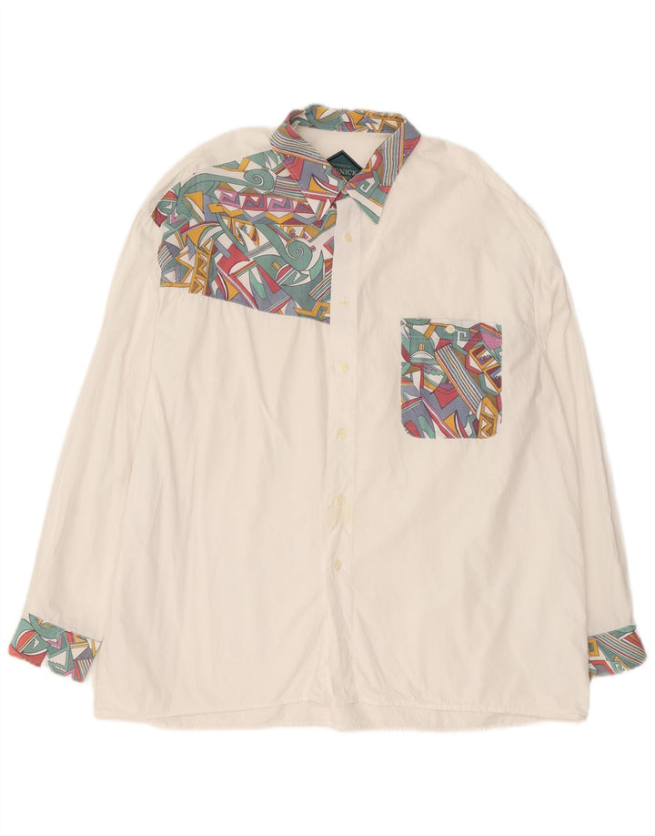 Rudnick Mens Shirt 2XL White Geometric Cotton