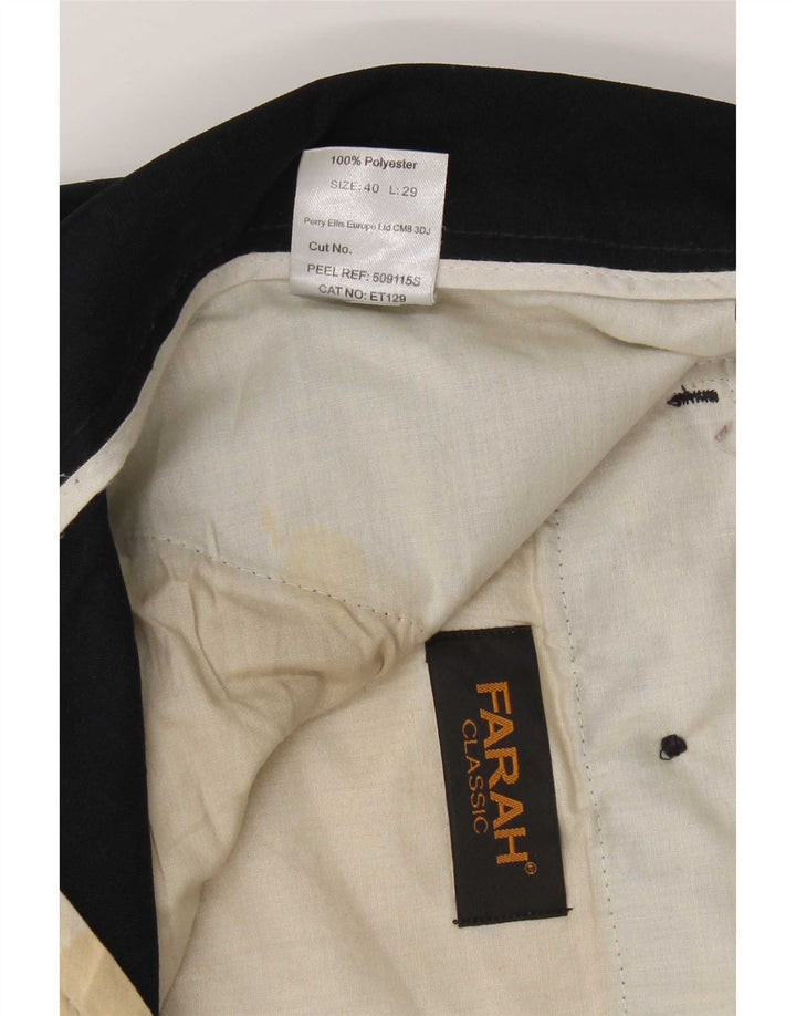Farah Mens Straight Casual Trousers  W40 L29 Navy Blue Polyester
