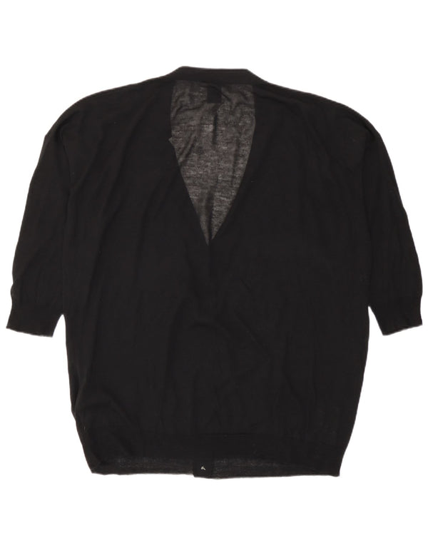 Gap Womens Loose Fit 3/4 Sleeve Cardigan Sweater UK 16 Large Black Cotton