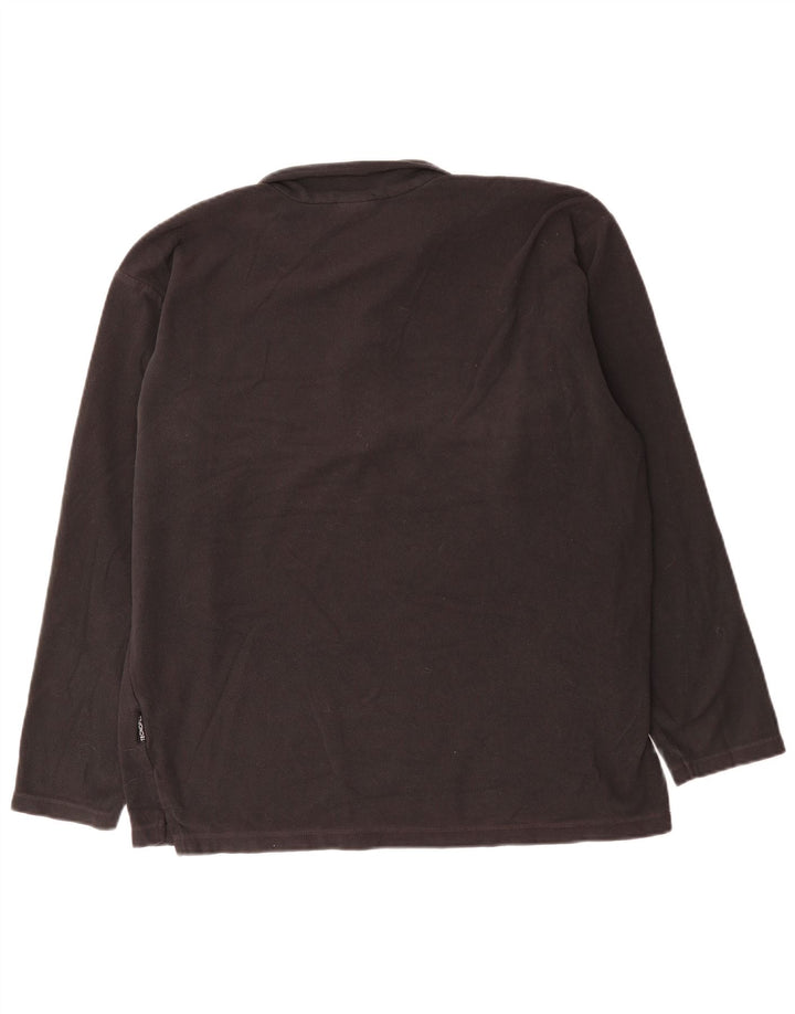 JACK WOLFSKIN Mens Zip Neck Fleece Jumper Large Black Polyester