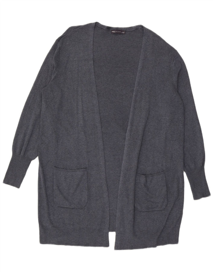 Marks & Spencer Womens Oversized Open Cardigan Sweater UK 16 Large Blue