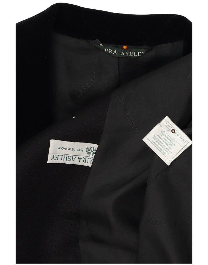 LAURA ASHLEY Womens Longline 4 Button Blazer Jacket UK 14 Large Black Wool