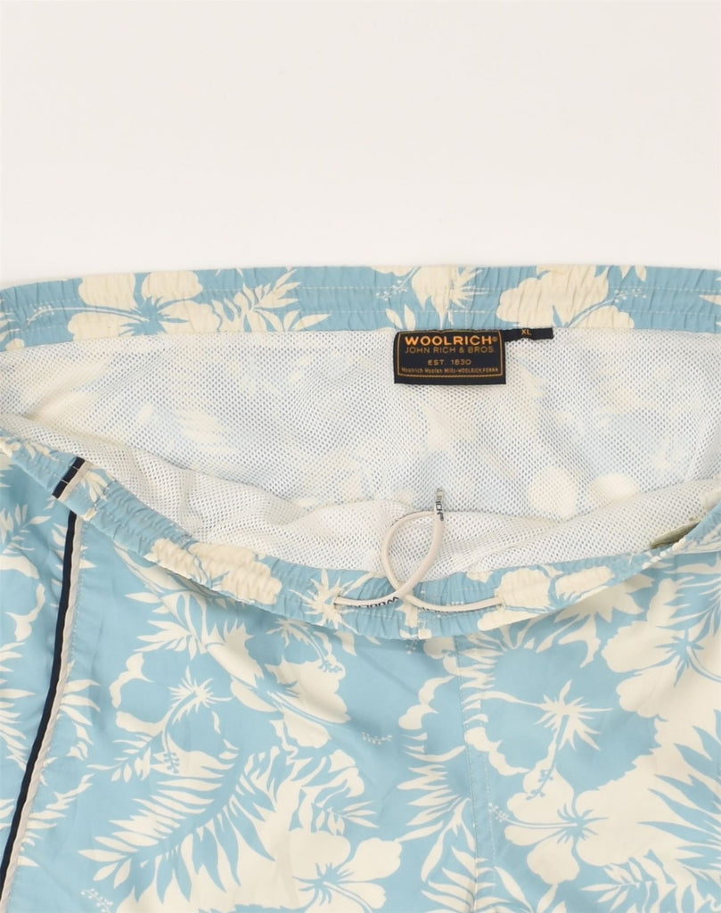 WOOLRICH Mens Swimming Shorts XL Blue Floral Polyester | Vintage Woolrich | Thrift | Second-Hand Woolrich | Used Clothing | Messina Hembry 