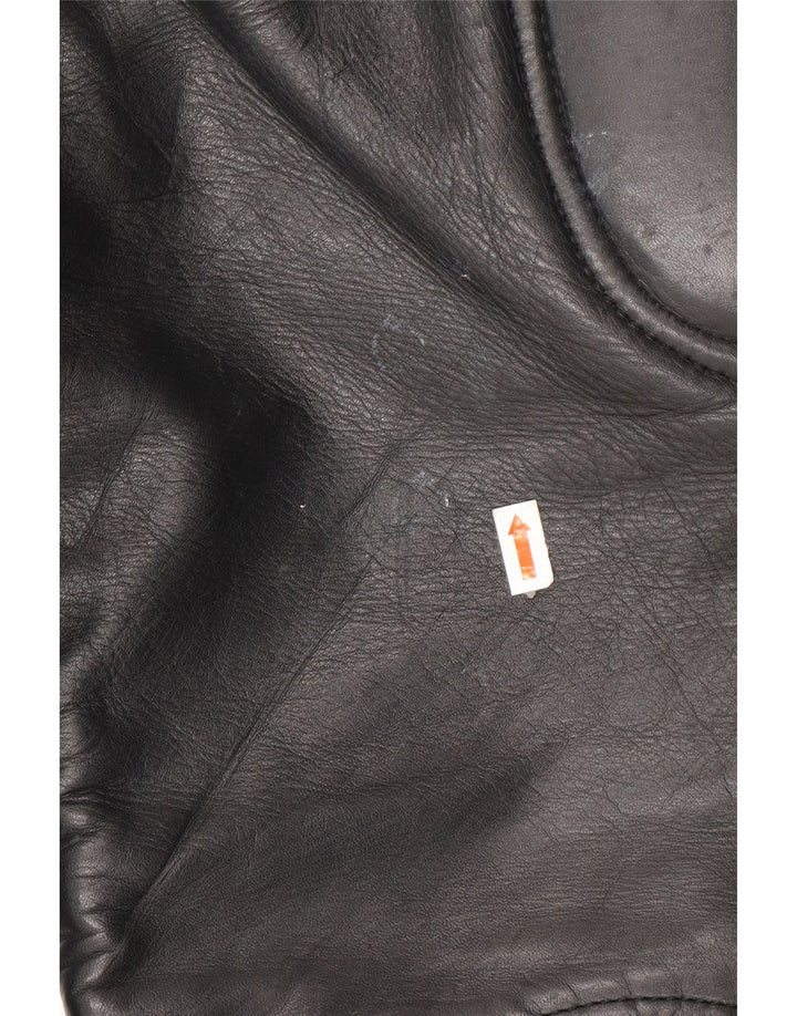 VINTAGE Mens Biker Leather Trousers W32 L23 Black