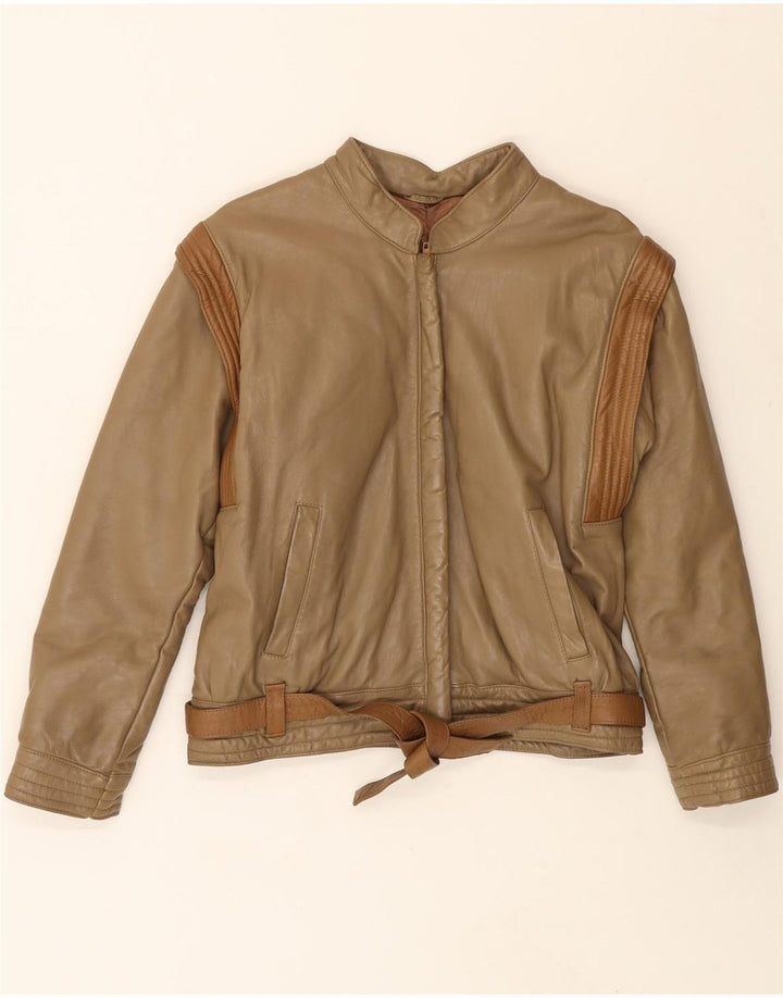 VINTAGE Womens Oversized Leather Jacket IT 40 Small Brown Leather Vintage Vintage and Second-Hand Vintage from Messina Hembry 