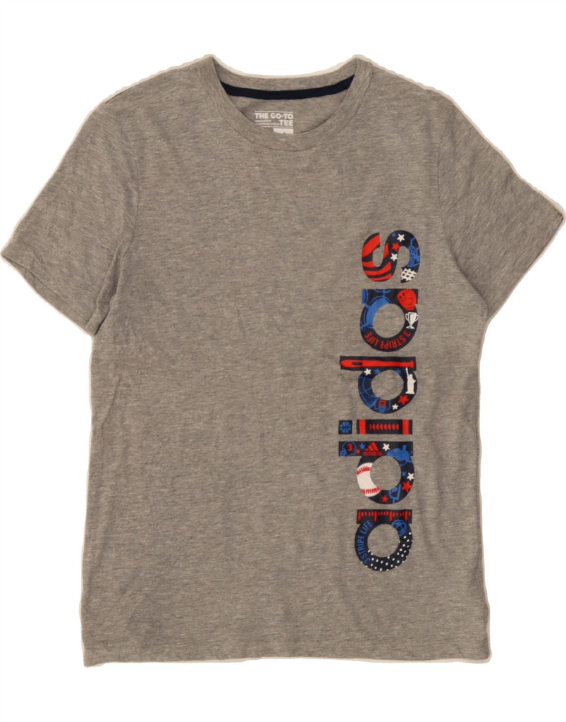 ADIDAS Boys Graphic T-Shirt Top 10-11 Years Medium  Grey Cotton Vintage Adidas and Second-Hand Adidas from Messina Hembry 