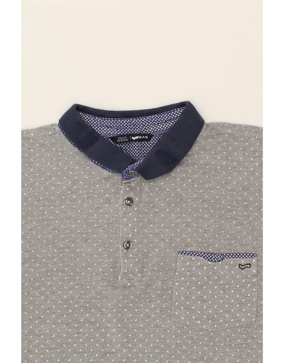 GAS Mens Polo Shirt 3XL Grey Spotted Cotton Vintage Gas and Second-Hand Gas from Messina Hembry 