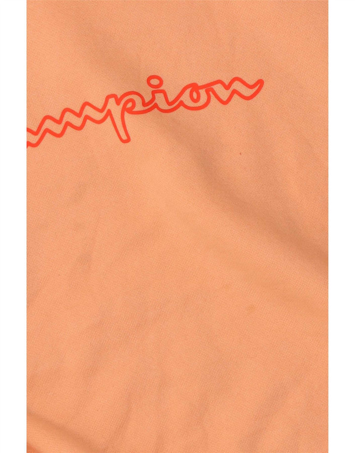 Champion Womens Graphic Oversized Hoodie Jumper UK 14 Medium Orange