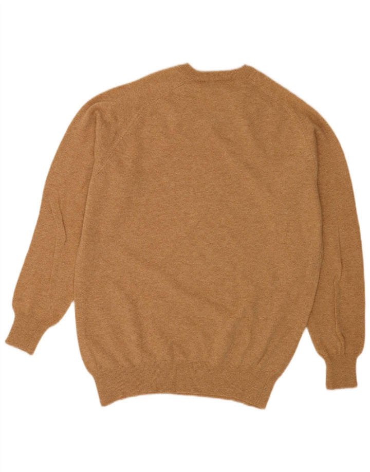 Trussardi Mens Regular Fit V-Neck Jumper Sweater Large Beige Wool