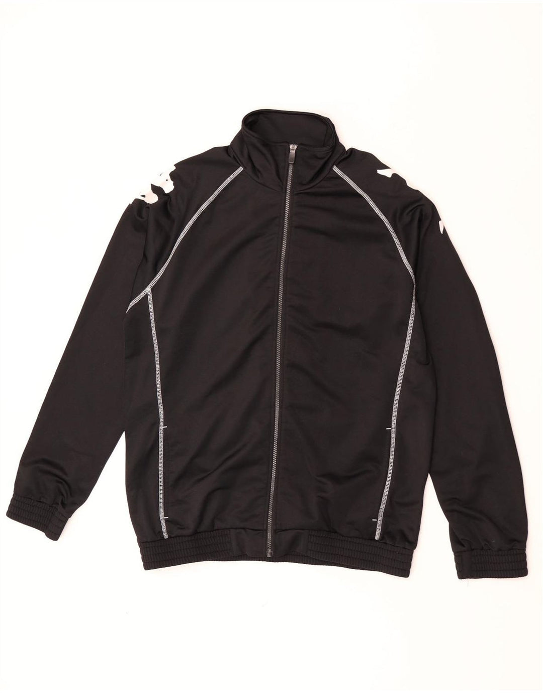Kappa Mens Graphic Tracksuit Top Jacket Large Black Colourblock Polyester
