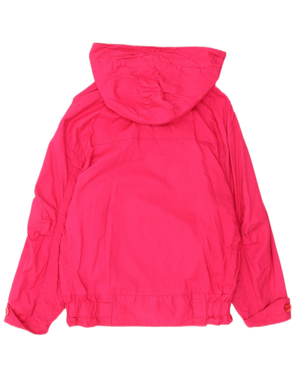 Vintage Womens Oversized Hooded Windbreaker Jacket UK 12 Medium Pink Cotton