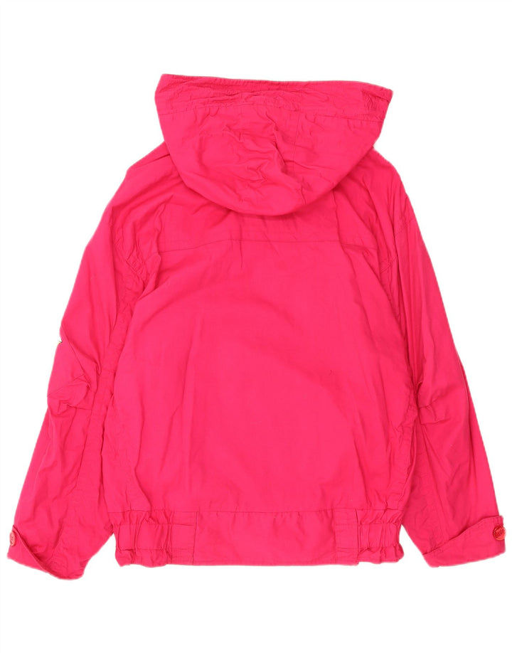 Vintage Womens Oversized Hooded Windbreaker Jacket UK 12 Medium Pink Cotton