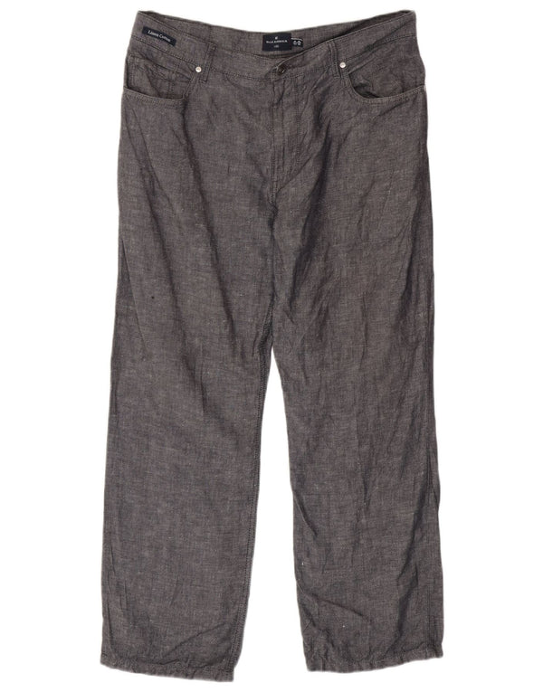 Marks & Spencer Mens Blue Harbour Straight Casual Trousers W36 L29 Grey