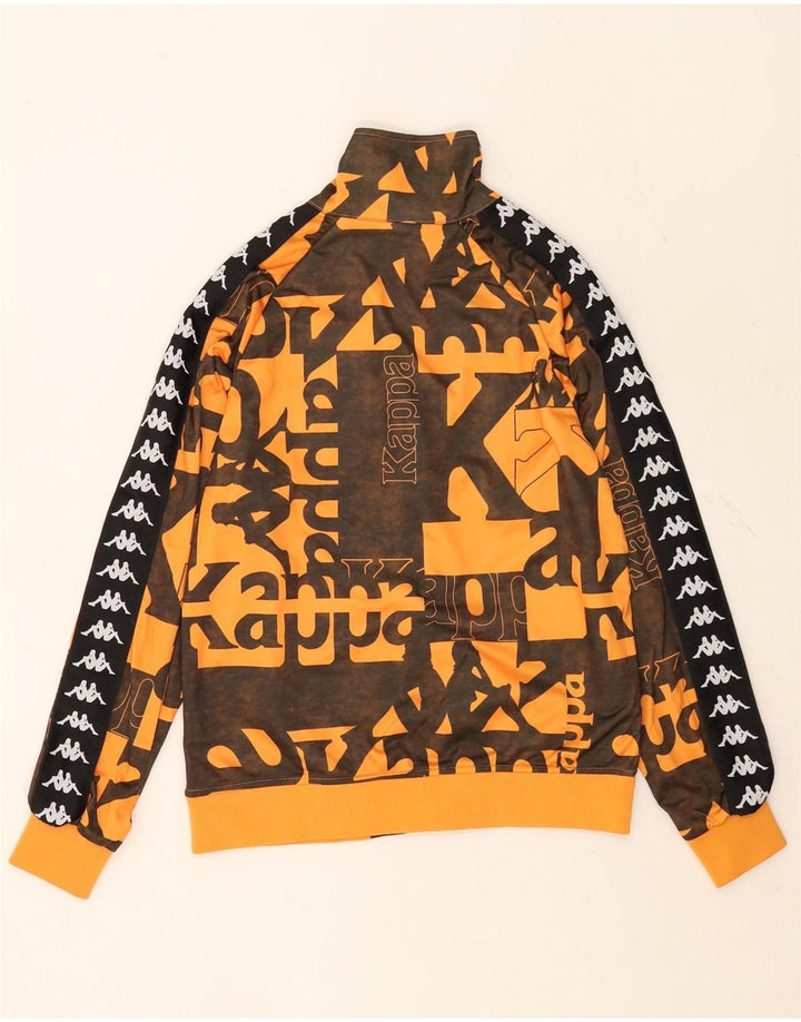 Kappa Mens Graphic Tracksuit Top Jacket Small Orange Geometric Polyester