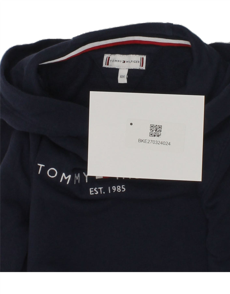 TOMMY HILFIGER Boys Graphic Hoodie Jumper 3-4 Years Navy Blue Cotton | Vintage Tommy Hilfiger | Thrift | Second-Hand Tommy Hilfiger | Used Clothing | Messina Hembry 