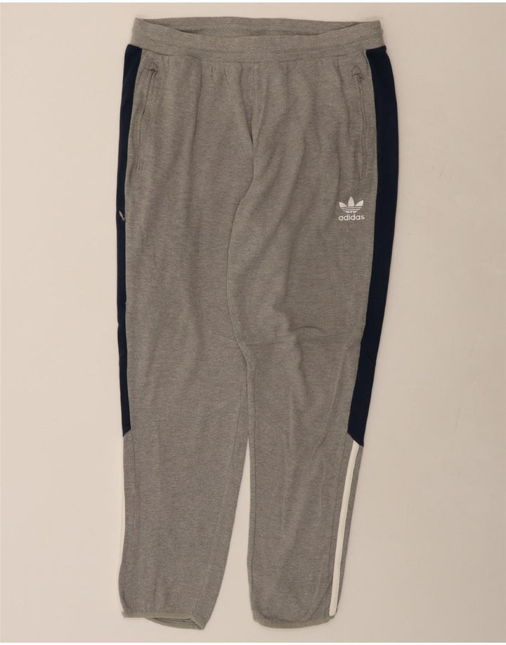 ADIDAS Mens Tracksuit Trousers XL  Grey Colourblock Cotton