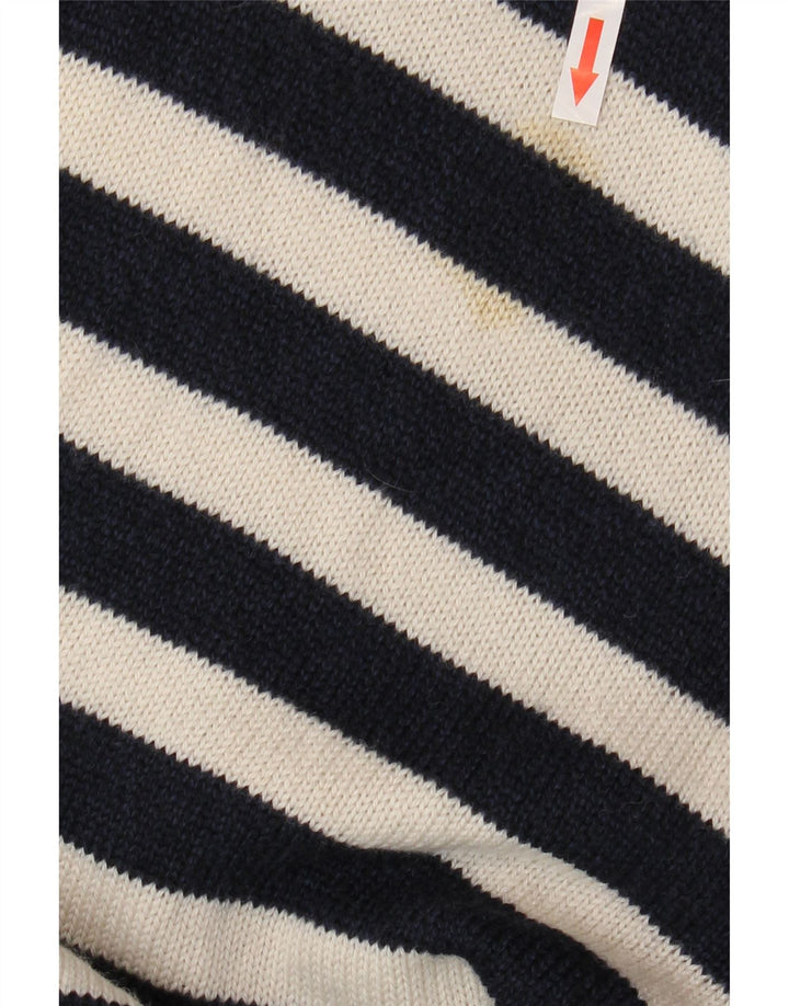 Cos Womens Crew Neck Jumper Sweater UK 14 Medium Navy Blue Striped Wool