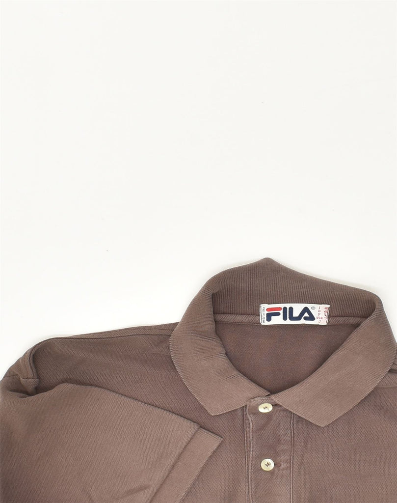 FILA Mens Polo Shirt Small Brown Cotton | Vintage Fila | Thrift | Second-Hand Fila | Used Clothing | Messina Hembry 