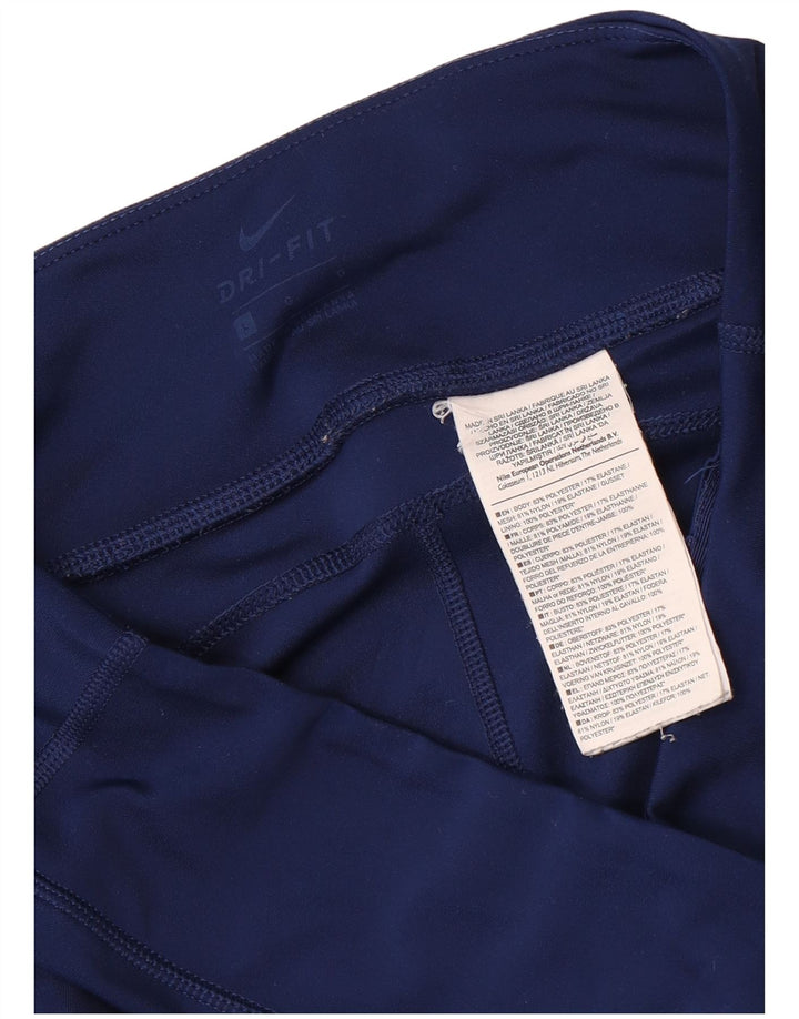 Nike Womens Dri Fit Leggings UK 14 Large  Navy Blue Geometric Polyester