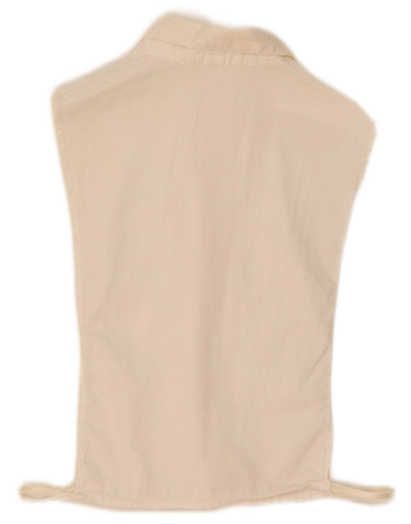 Vintage Womens Detachable Insert Shirt Blouse UK 0 2XS White Cotton