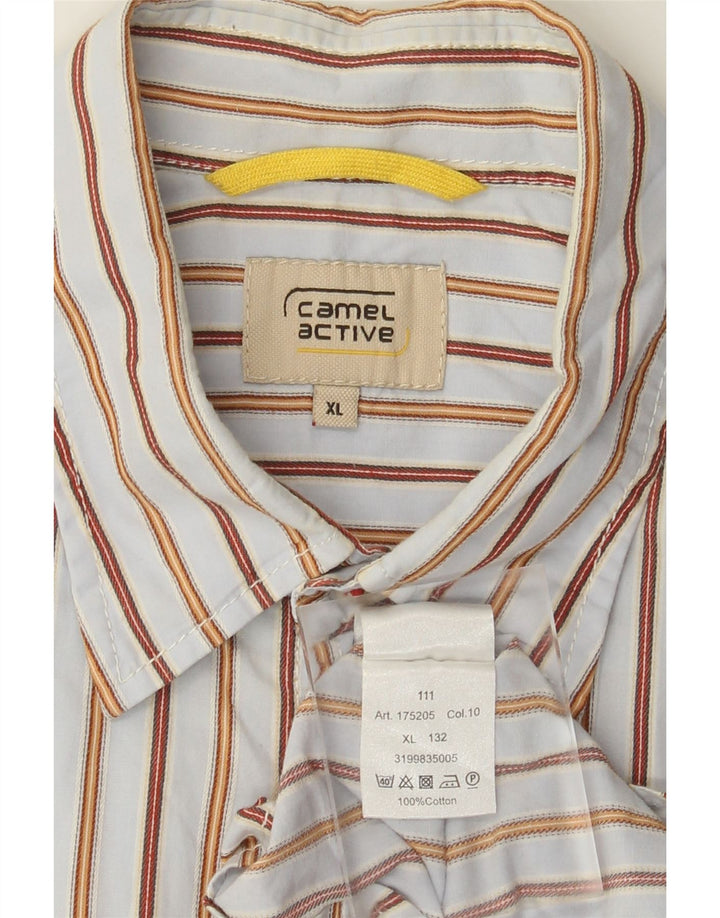 Camel Active Mens Short Sleeve Shirt XL Blue Striped Cotton