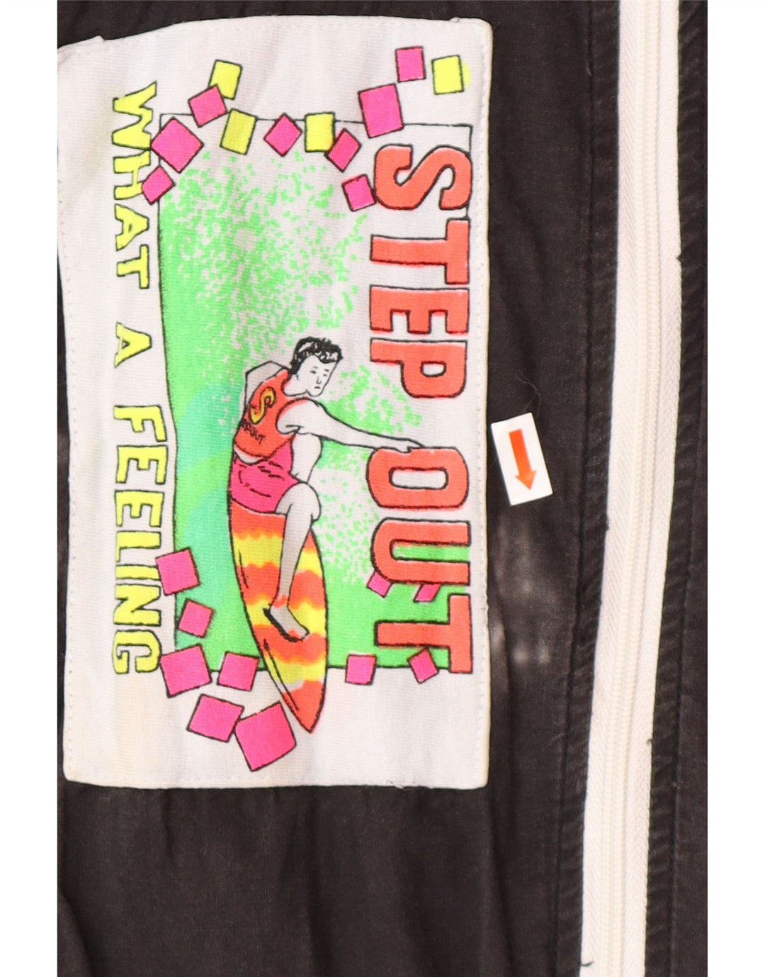 VINTAGE Womens Graphic Tracksuit Top Jacket UK 18 XL Black Colourblock