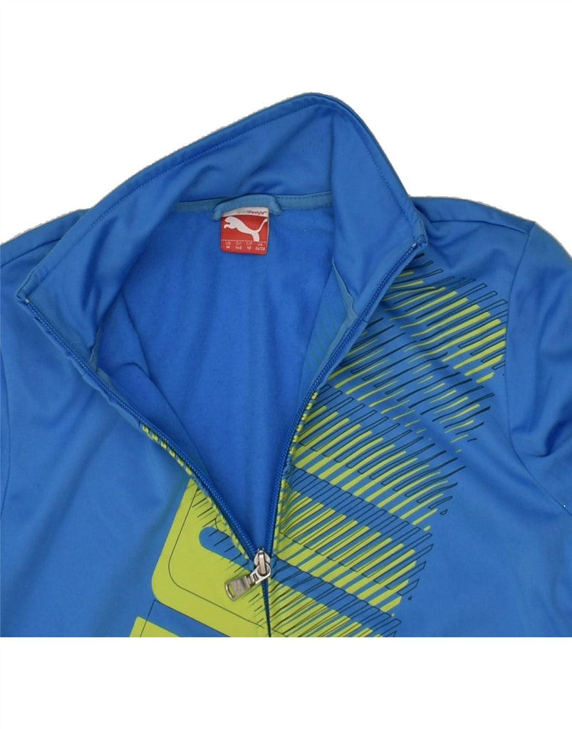 PUMA Boys Graphic Tracksuit Top Jacket 9-10 Years Blue Polyester | Vintage Puma | Thrift | Second-Hand Puma | Used Clothing | Messina Hembry 