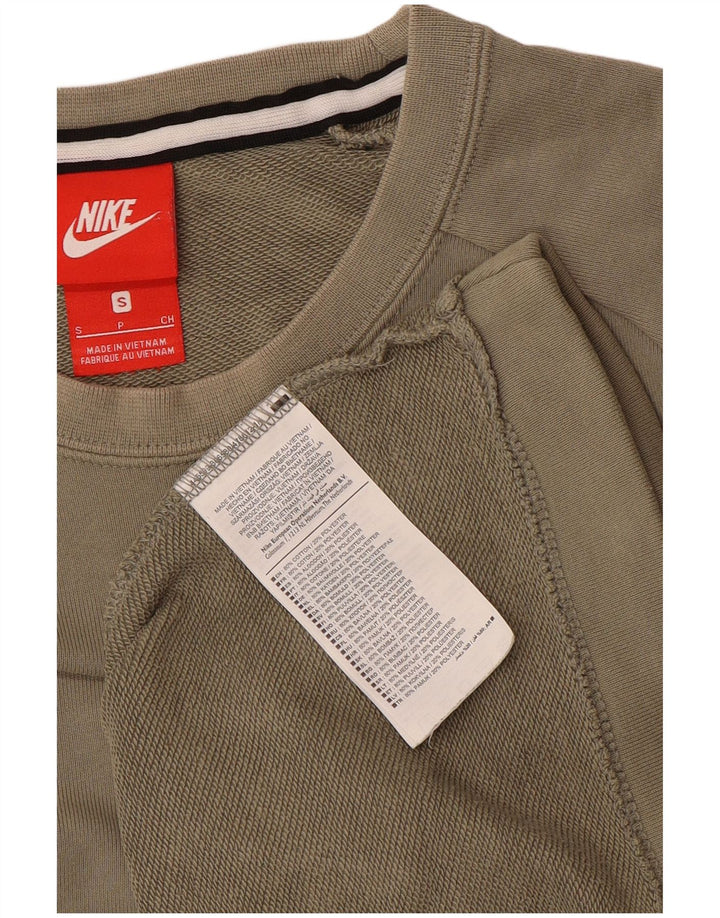 NIKE Mens Sweatshirt Jumper Small Khaki Cotton
